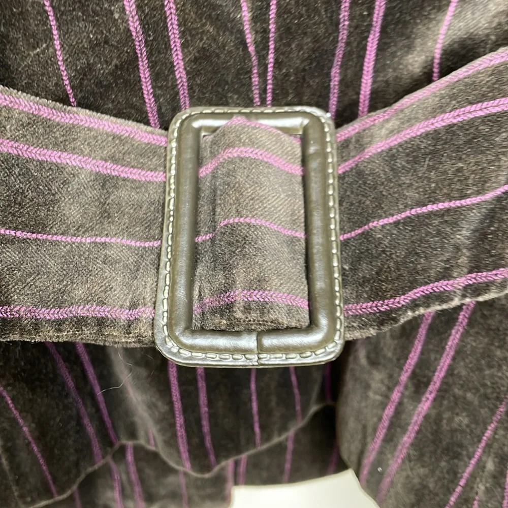 KENNETH COLE Velvet Blazer Brown & Magenta Stripe Single Breasted Hand Pockets - Picture 4 of 12